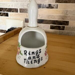 Ring Holder Bell 'Rings and Things' Ceramic Trinket